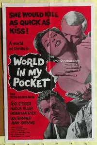s863 WORLD IN MY POCKET one-sheet movie poster '62 sexy killer kisses!
