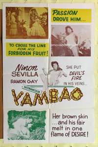 s865 YAMBAO one-sheet movie poster '56 wild interracial forbidden fruit!