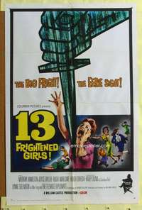 t523 13 FRIGHTENED GIRLS one-sheet movie poster '63 William Castle, horror!