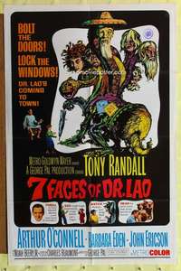 t527 7 FACES OF DR LAO one-sheet movie poster '64 Tony Randall, cool image!