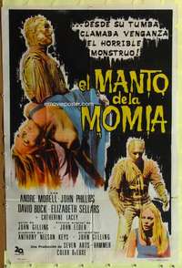 t947 MUMMY'S SHROUD Argentinean movie poster '67 cool mummy image!
