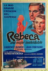 t948 REBECCA Argentinean movie poster R50s Hitchcock, Fontaine