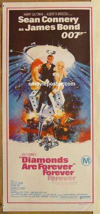 t871 DIAMONDS ARE FOREVER Australian daybill movie poster '71 Sean Connery