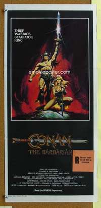 t864 CONAN THE BARBARIAN Australian daybill movie poster '82 Schwarzenegger