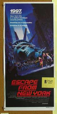 t875 ESCAPE FROM NEW YORK Australian daybill movie poster '81 Kurt Russell