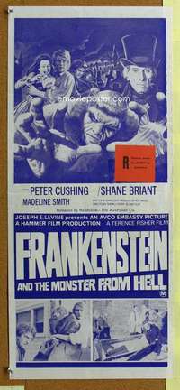 t878 FRANKENSTEIN & THE MONSTER FROM HELL Australian daybill movie poster '74