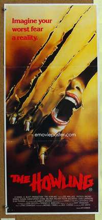 t885 HOWLING Australian daybill movie poster '81 Dante, cool werewolf image!