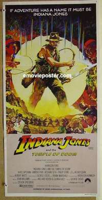 t890 INDIANA JONES & THE TEMPLE OF DOOM Vaughan art style Australian daybill movie poster '84