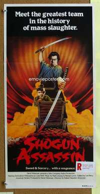 t910 SHOGUN ASSASSIN Australian daybill movie poster '80 wild baby samurai!
