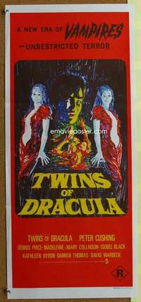 t923 TWINS OF EVIL Australian daybill movie poster '72 virgin or vampire!
