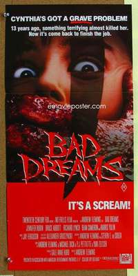t856 BAD DREAMS Australian daybill movie poster '88 wild horror image!