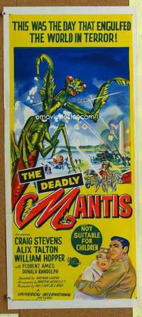 t869 DEADLY MANTIS Australian daybill movie poster '57 classic sci-fi!