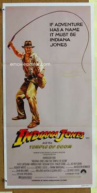 t889 INDIANA JONES & THE TEMPLE OF DOOM whip style Australian daybill movie poster '84