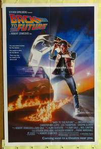 t541 BACK TO THE FUTURE advance one-sheet movie poster '85 Michael J. Fox