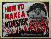 t474 HOW TO MAKE A MONSTER British quad movie poster '58 ghastly!