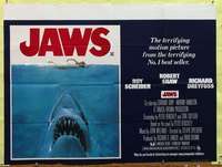 t475 JAWS British quad movie poster '75 Spielberg classic shark!