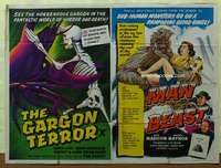 t476 MAN BEAST/TEENAGERS FROM OUTER SPACE British quad movie poster '60s