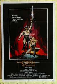 t571 CONAN THE BARBARIAN one-sheet movie poster '82 Arnold Schwarzenegger