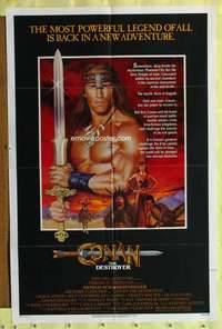 t572 CONAN THE DESTROYER one-sheet movie poster '84 Arnold Schwarzenegger