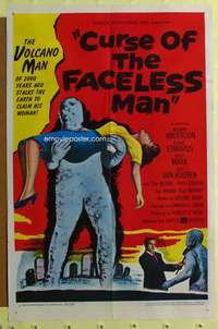 t579 CURSE OF THE FACELESS MAN one-sheet movie poster '58 eerie sci-fi!