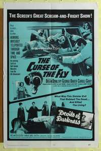 t581 CURSE OF THE FLY/DEVILS OF DARKNESS one-sheet movie poster '65 horror