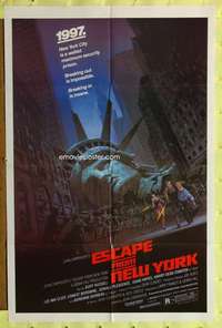 t610 ESCAPE FROM NEW YORK one-sheet movie poster '81 Kurt Russell sci-fi!