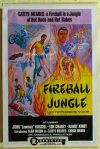 t624 FIREBALL JUNGLE one-sheet movie poster '69 hot rods and hot babes!