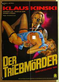 t486 COLD-BLOODED BEAST German movie poster '71 Kinski & sexy girl!
