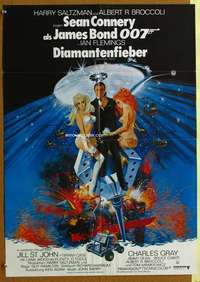 t489 DIAMONDS ARE FOREVER German movie poster '71 Connery as Bond!