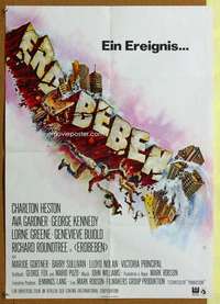 t491 EARTHQUAKE German movie poster '74 Charlton Heston, Ava Gardner