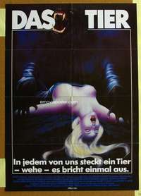 t500 HOWLING German movie poster '81 Dante, cool werewolf image!
