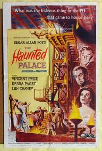 t652 HAUNTED PALACE one-sheet movie poster '63 Vincent Price, Lon Chaney