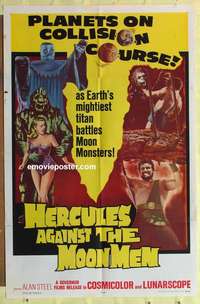 t655 HERCULES AGAINST THE MOON MEN one-sheet movie poster '65 Steel, Clair
