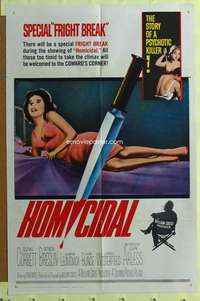 t658 HOMICIDAL one-sheet movie poster '61 William Castle, psychotic killer!
