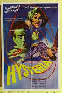 t665 HYSTERIA  1sh movie poster '65 Robert Webber, Hammer horror!