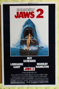 t678 JAWS 2 one-sheet movie poster '78 Roy Scheider, man-eating shark!