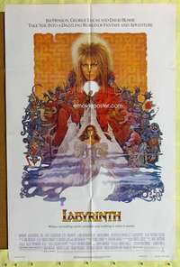 t687 LABYRINTH one-sheet movie poster '86 David Bowie, Connolly, Henson