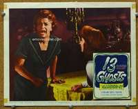 t311 13 GHOSTS movie lobby card #8 '60 William Castle, scared woman!