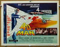 t270 4D MAN movie title lobby card '59 Robert Lansing walks through walls!