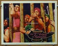 t235 7th VOYAGE OF SINBAD movie lobby card #2 '58 trapped by cyclops!