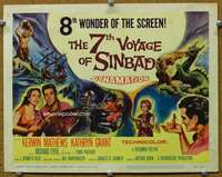 t232 7th VOYAGE OF SINBAD movie title lobby card '58 Ray Harryhausen