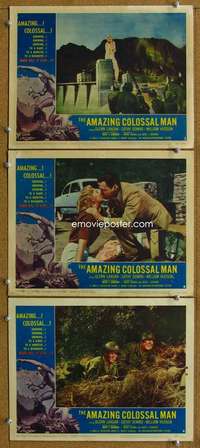 t199 AMAZING COLOSSAL MAN 3 movie lobby cards '57 Bert I. Gordon