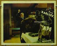 t091 APE movie lobby card '40 knife-wielding Boris Karloff!