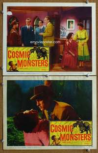 t240 COSMIC MONSTERS 2 movie lobby cards '58 giant spider sci-fi!