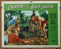 t110 CREATURE FROM THE BLACK LAGOON movie lobby card #6 '54 caught!