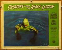 t107 CREATURE FROM THE BLACK LAGOON movie lobby card #8 '54 close up!
