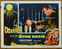 t155 CREATURE WITH THE ATOM BRAIN #2 movie lobby card '55 close up!