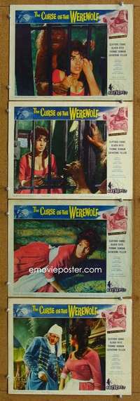 t329 CURSE OF THE WEREWOLF 4 movie lobby cards '61 Oliver Reed, Hammer