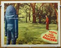 t173 EARTH VS THE FLYING SAUCERS #6 movie lobby card '56 giant robot!