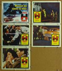 t278 H MAN 5 movie lobby cards '59 Ishiro Honda, atomic sci-fi horror!